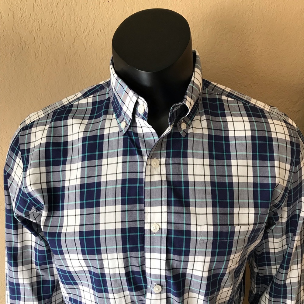 Men's J. Crew Shirt Plaid Blue Button Down Medium